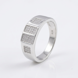 Silver Multi-Panel Ring Geometric CZ