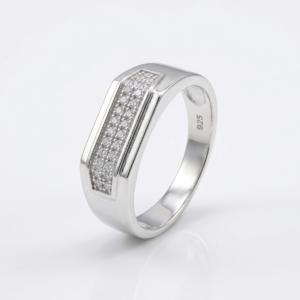 Silver Elongated Signet CZ Ring