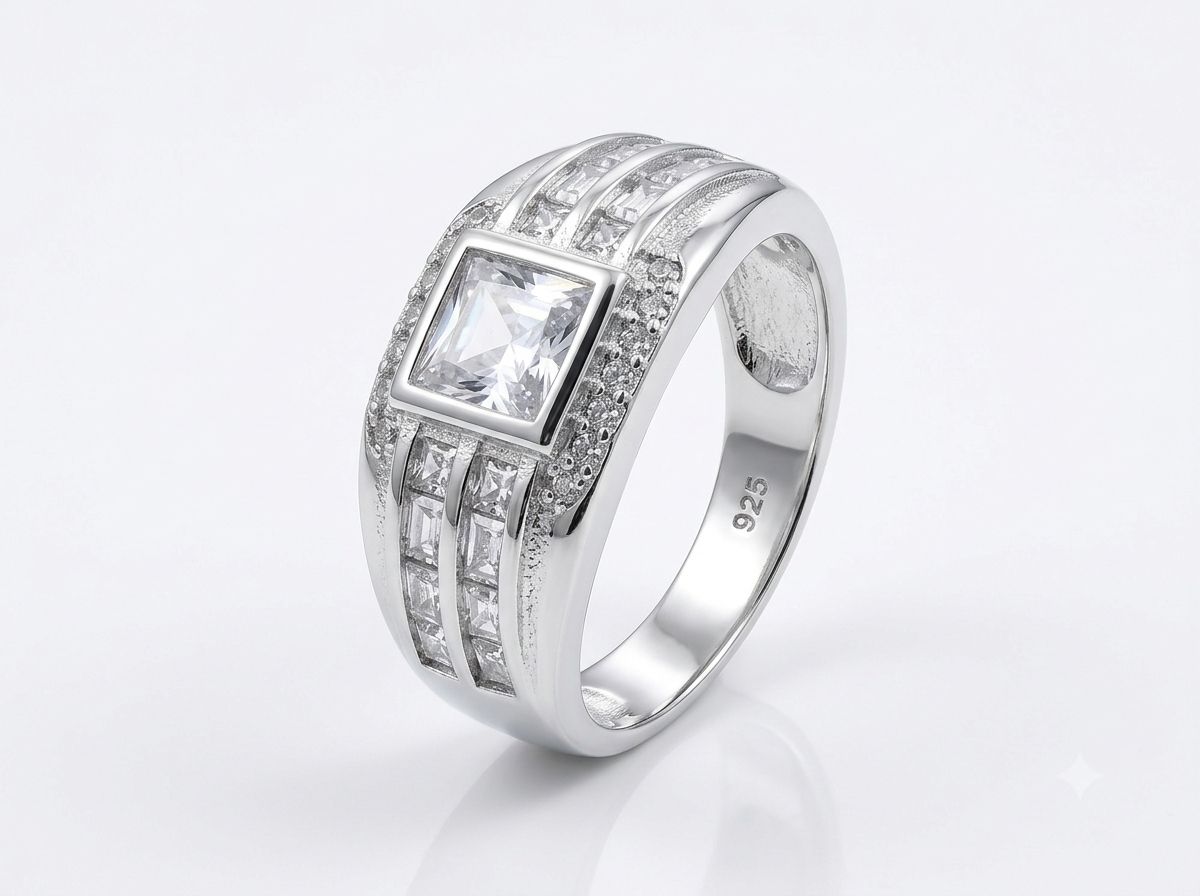 Silver Princess Solitaire CZ Ring